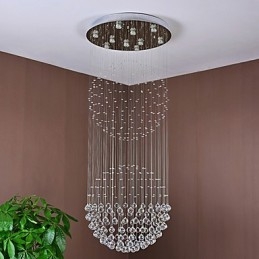 Lampadario a sospensione in cristallo a 2 livelli con 10 lampadine GU10 LED