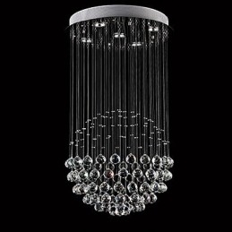 Lampadario a sospensione moderno in cristallo e metallo elettroplaccato, 2 livelli, GU10
