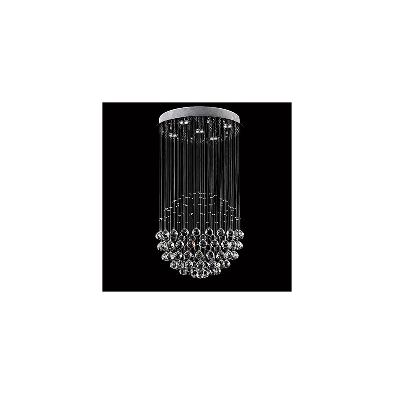 Lampadario a sospensione moderno in cristallo e metallo elettroplaccato, 2 livelli, GU10