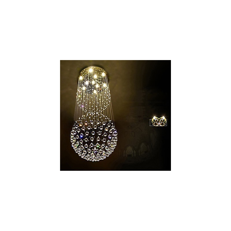 Lampadario a sospensione in cristallo a 2 livelli con 10 lampadine GU10 LED