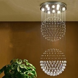 Lampadario a sospensione in cristallo a 2 livelli con 10 lampadine GU10 LED