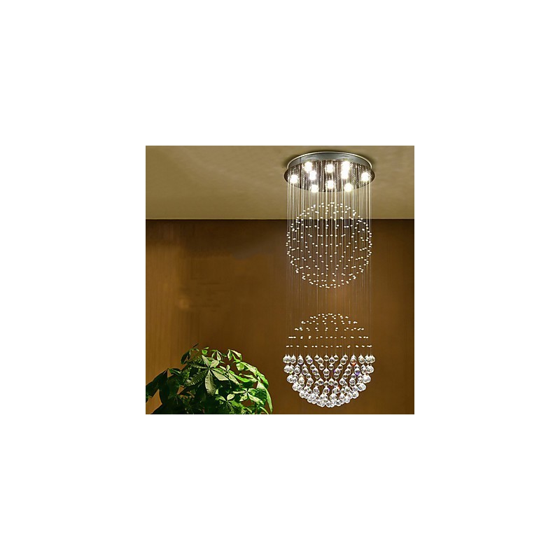 Lampadario a sospensione in cristallo a 2 livelli con 10 lampadine GU10 LED