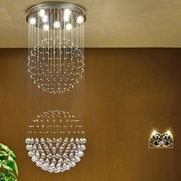 Lampadario a sospensione in cristallo a 2 livelli con 10 lampadine GU10 LED