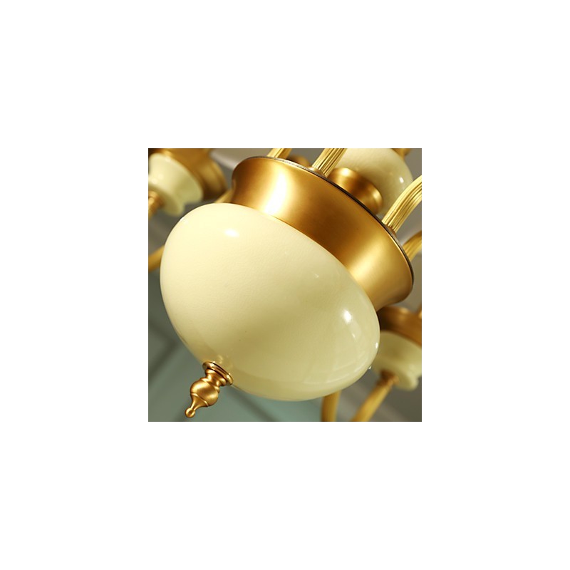 Lampadario decorativo in ottone e giada