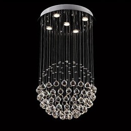 Lampadario a sospensione moderno in cristallo e metallo elettroplaccato, 2 livelli, GU10