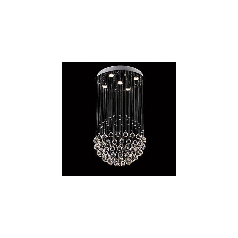 Lampadario a sospensione moderno in cristallo e metallo elettroplaccato, 2 livelli, GU10
