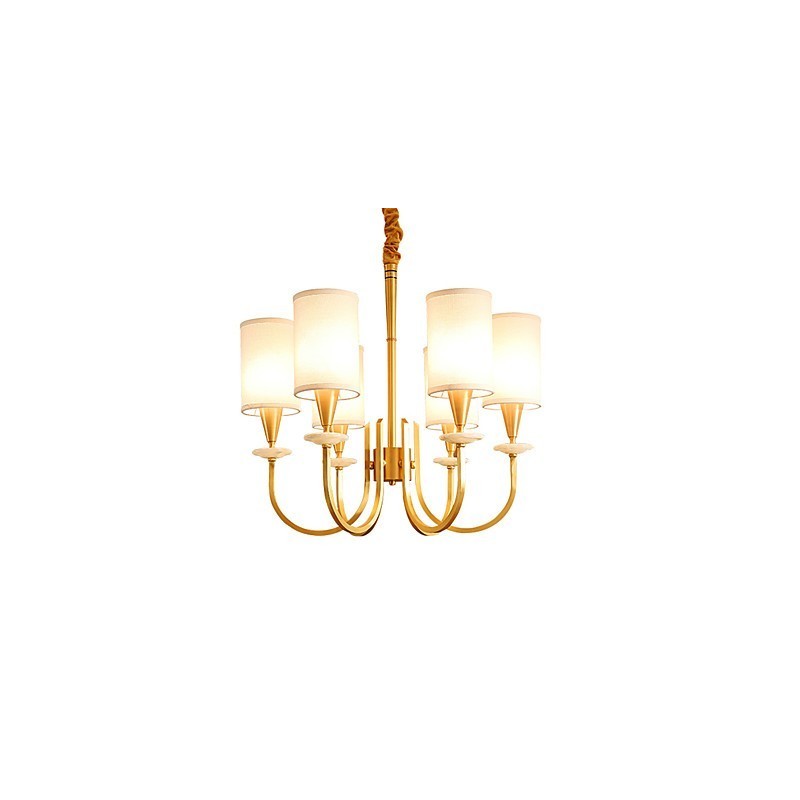 Lampadario in ottone con decorazione in giada