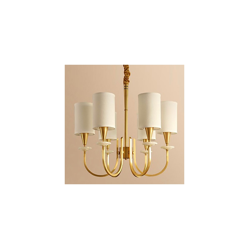 Lampadario in ottone con decorazione in giada