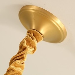 Lampadario in ottone con decorazione in giada