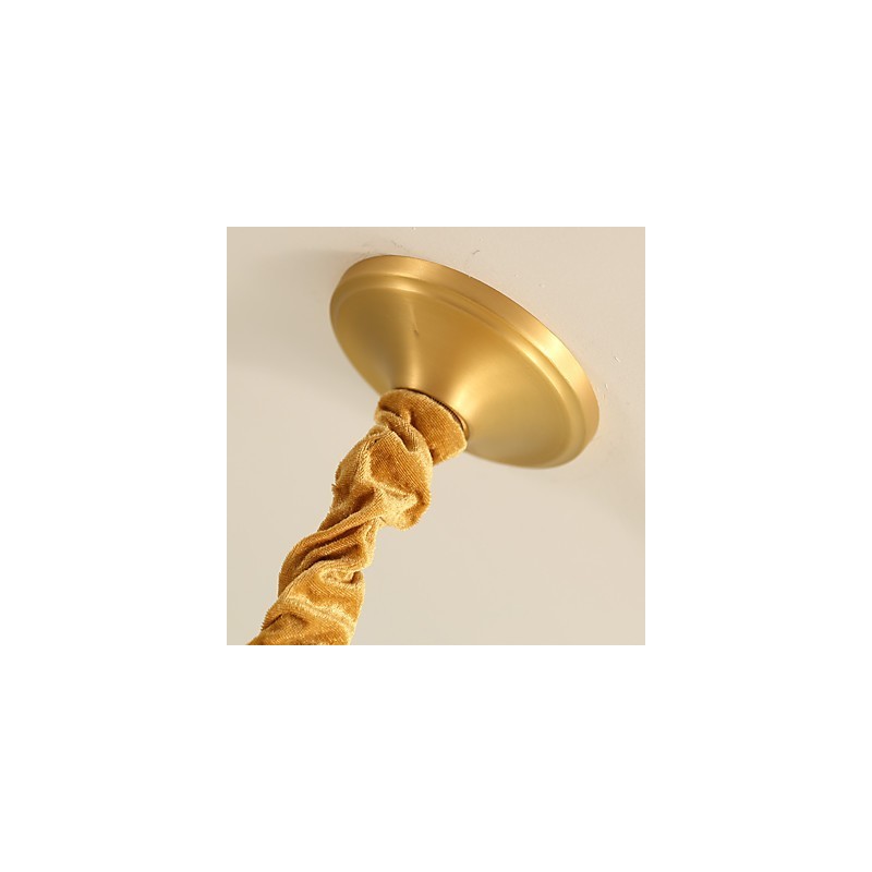 Lampadario in ottone con decorazione in giada