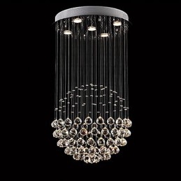 Lampadario a sospensione moderno in cristallo e metallo elettroplaccato, 2 livelli, GU10