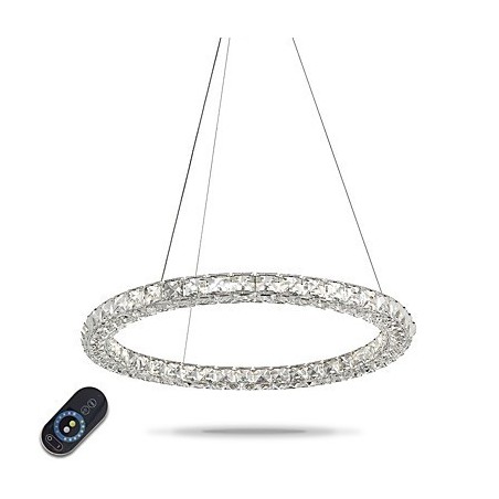 Lampadario a sospensione moderno in cristallo ad anello dimmerabile con telecomando 60 cm