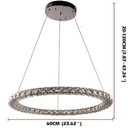 Lampadario a sospensione moderno in cristallo ad anello dimmerabile con telecomando 60 cm