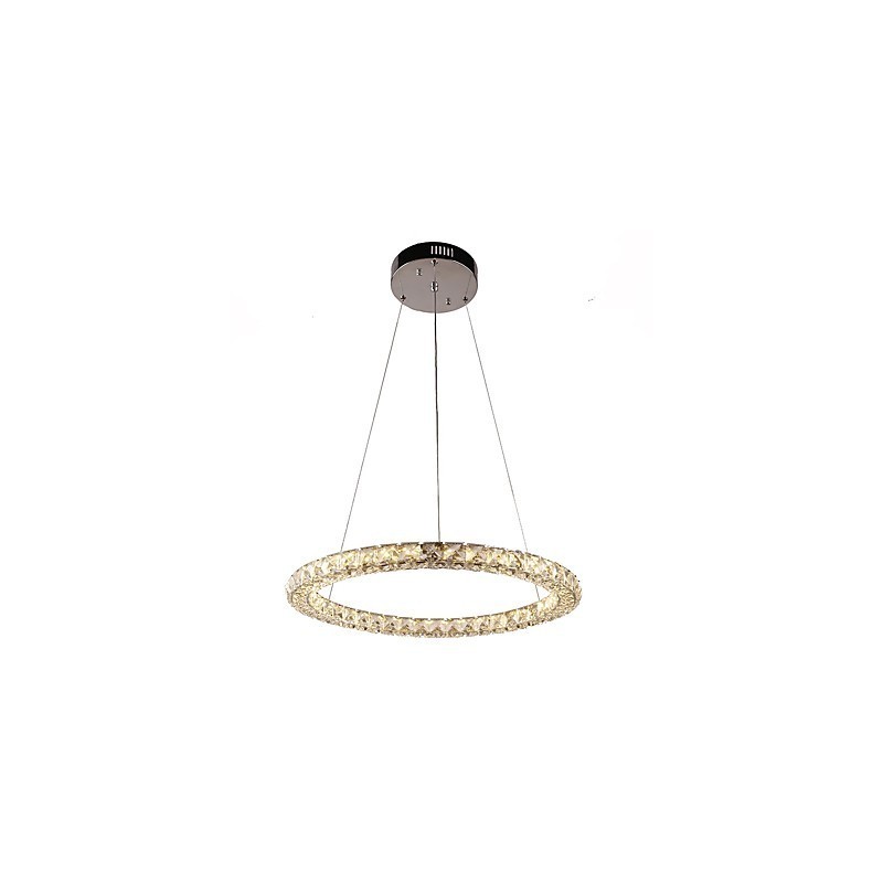 Lampadario a sospensione moderno in cristallo ad anello dimmerabile con telecomando 60 cm