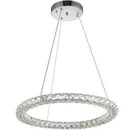 Lampadario a sospensione moderno in cristallo ad anello dimmerabile con telecomando 60 cm