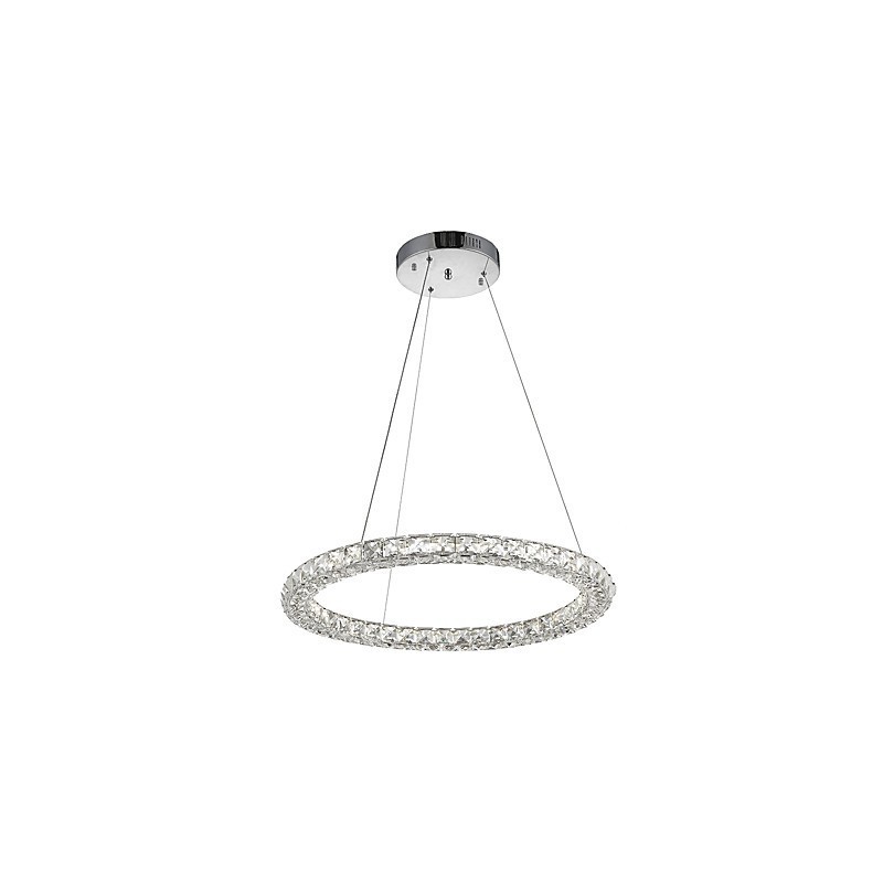 Lampadario a sospensione moderno in cristallo ad anello dimmerabile con telecomando 60 cm