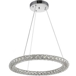 Lampadario a sospensione moderno in cristallo ad anello dimmerabile con telecomando 60 cm
