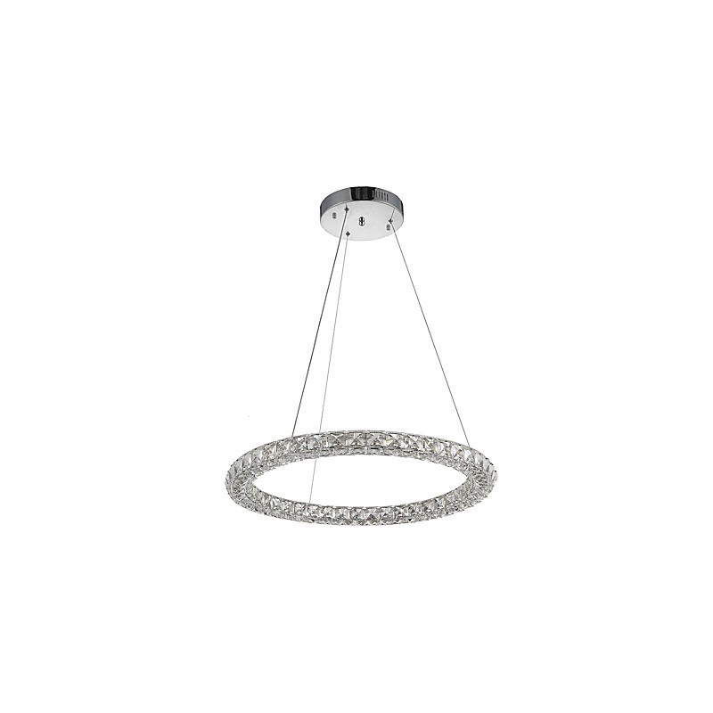 Lampadario a sospensione moderno in cristallo ad anello dimmerabile con telecomando 60 cm