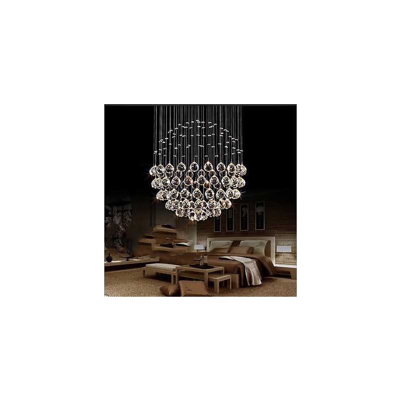 Lampadario a sospensione moderno in cristallo e metallo elettroplaccato, 2 livelli, GU10