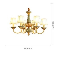 Lampadario in ottone con decorazione in giada