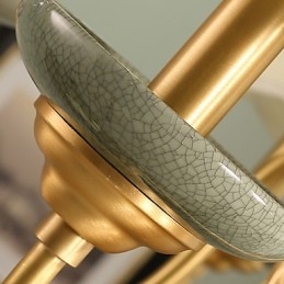 Lampadario in ottone con decorazione in giada