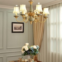 Lampadario in ottone con decorazione in giada
