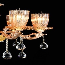Lampadario classico tradizionale mini in lega di zinco con cristalli e vetro