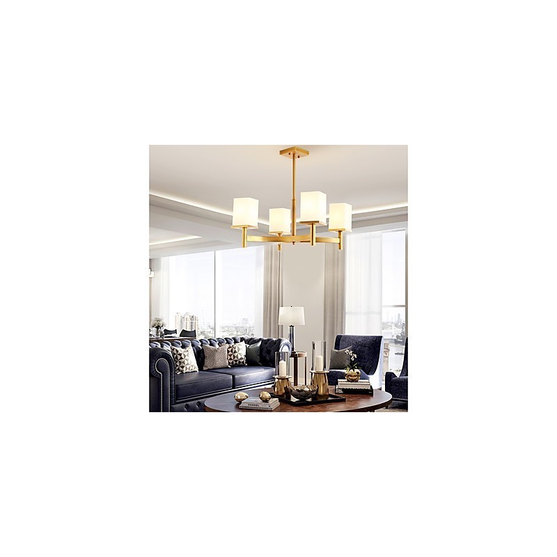 Lampadario moderno artistico mini 1 livello 4 lampadine E27 metallo vetro