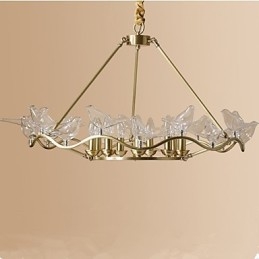 Lampadario moderno contemporaneo in metallo finitura ottone, 9 luci LED E12/E14