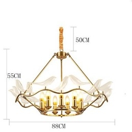 Lampadario moderno contemporaneo in metallo finitura ottone, 9 luci LED E12/E14