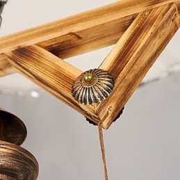 Lampadario rustico vintage retrò in metallo e vetro, 5 luci E12/E14, 52 cm