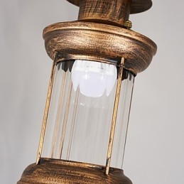 Lampadario rustico vintage retrò in metallo e vetro, 5 luci E12/E14, 52 cm