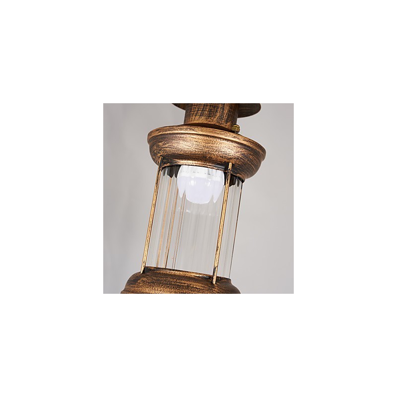 Lampadario rustico vintage retrò in metallo e vetro, 5 luci E12/E14, 52 cm