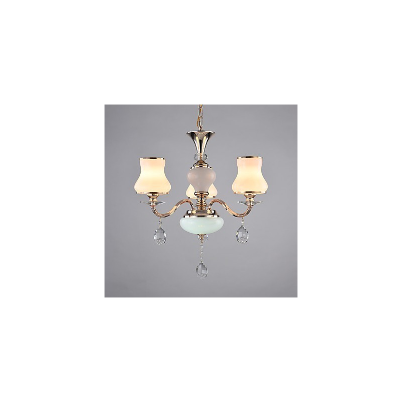 Lampadario moderno contemporaneo in metallo e cristallo, finitura galvanosteggiata, 3 luci E12/E14