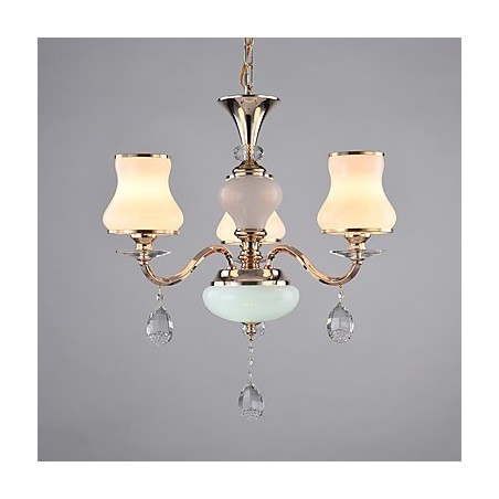 Lampadario moderno contemporaneo in metallo e cristallo, finitura galvanosteggiata, 3 luci E12/E14