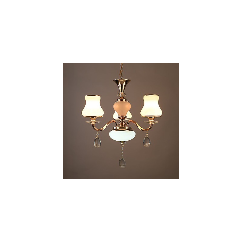 Lampadario moderno contemporaneo in metallo e cristallo, finitura galvanosteggiata, 3 luci E12/E14