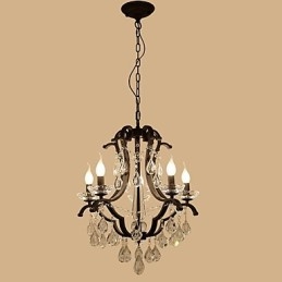 Lampadario in cristallo a 5 luci moderno classico rustico vintage retrò con lanterna e tamburo