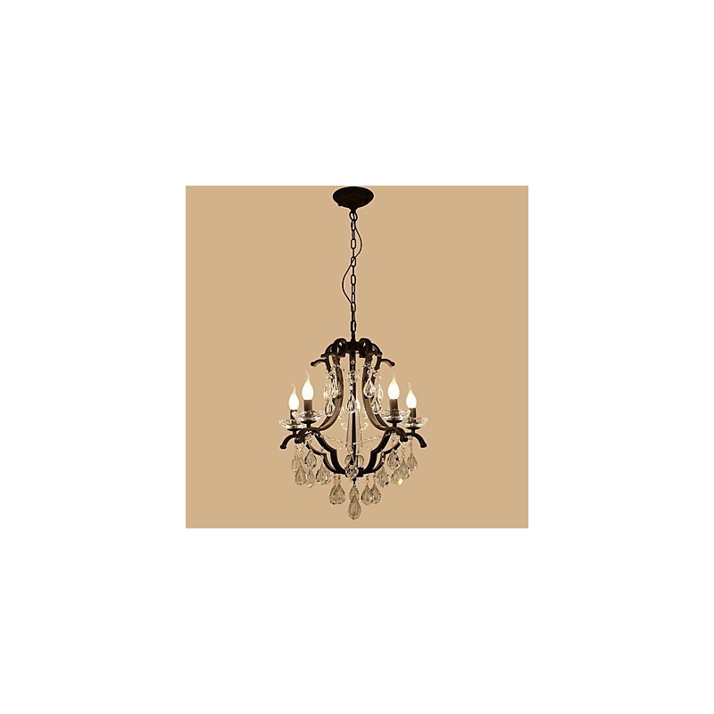 Lampadario in cristallo a 5 luci moderno classico rustico vintage retrò con lanterna e tamburo