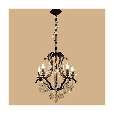 Lampadario in cristallo a 5 luci moderno classico rustico vintage retrò con lanterna e tamburo