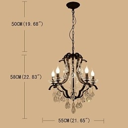 Lampadario in cristallo a 5 luci moderno classico rustico vintage retrò con lanterna e tamburo