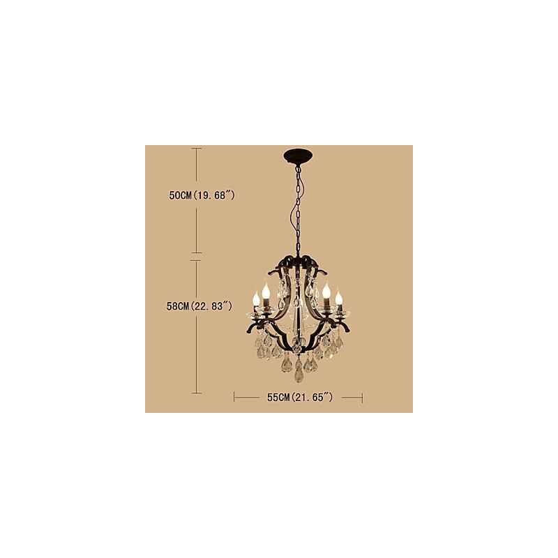 Lampadario in cristallo a 5 luci moderno classico rustico vintage retrò con lanterna e tamburo