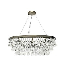 Lampadario classico in metallo con cristalli, finitura galvanostegiata, 9 luci E12/E14