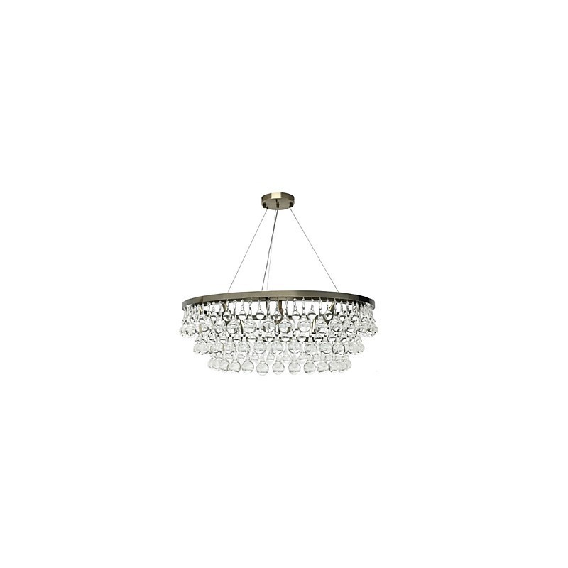 Lampadario classico in metallo con cristalli, finitura galvanostegiata, 9 luci E12/E14