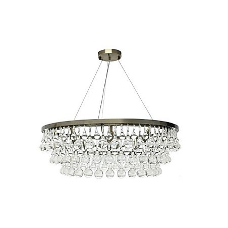 Lampadario classico in metallo con cristalli, finitura galvanostegiata, 9 luci E12/E14