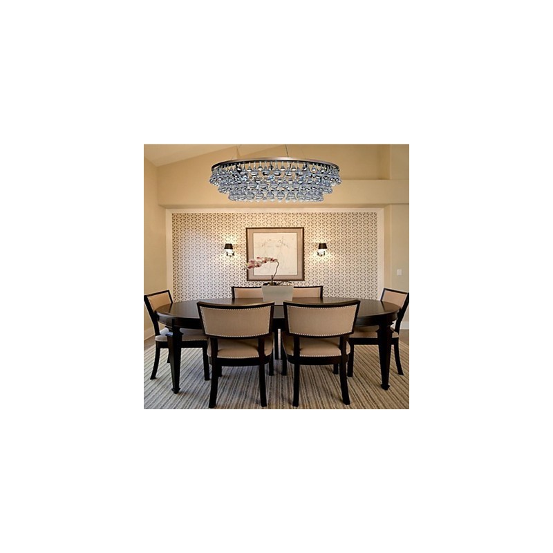 Lampadario classico in metallo con cristalli, finitura galvanostegiata, 9 luci E12/E14