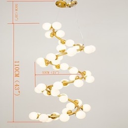 Lampadario artistico personalizzato in vetro e metallo, LED G4, 110 cm