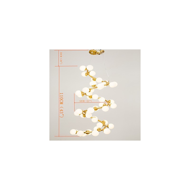 Lampadario artistico personalizzato in vetro e metallo, LED G4, 110 cm
