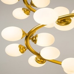 Lampadario artistico personalizzato in vetro e metallo, LED G4, 110 cm