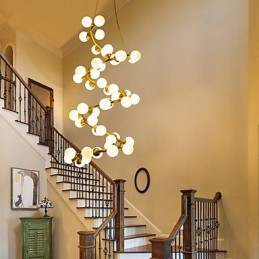 Lampadario artistico personalizzato in vetro e metallo, LED G4, 110 cm