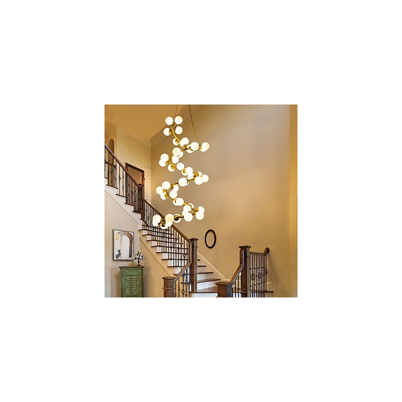 Lampadario artistico personalizzato in vetro e metallo, LED G4, 110 cm